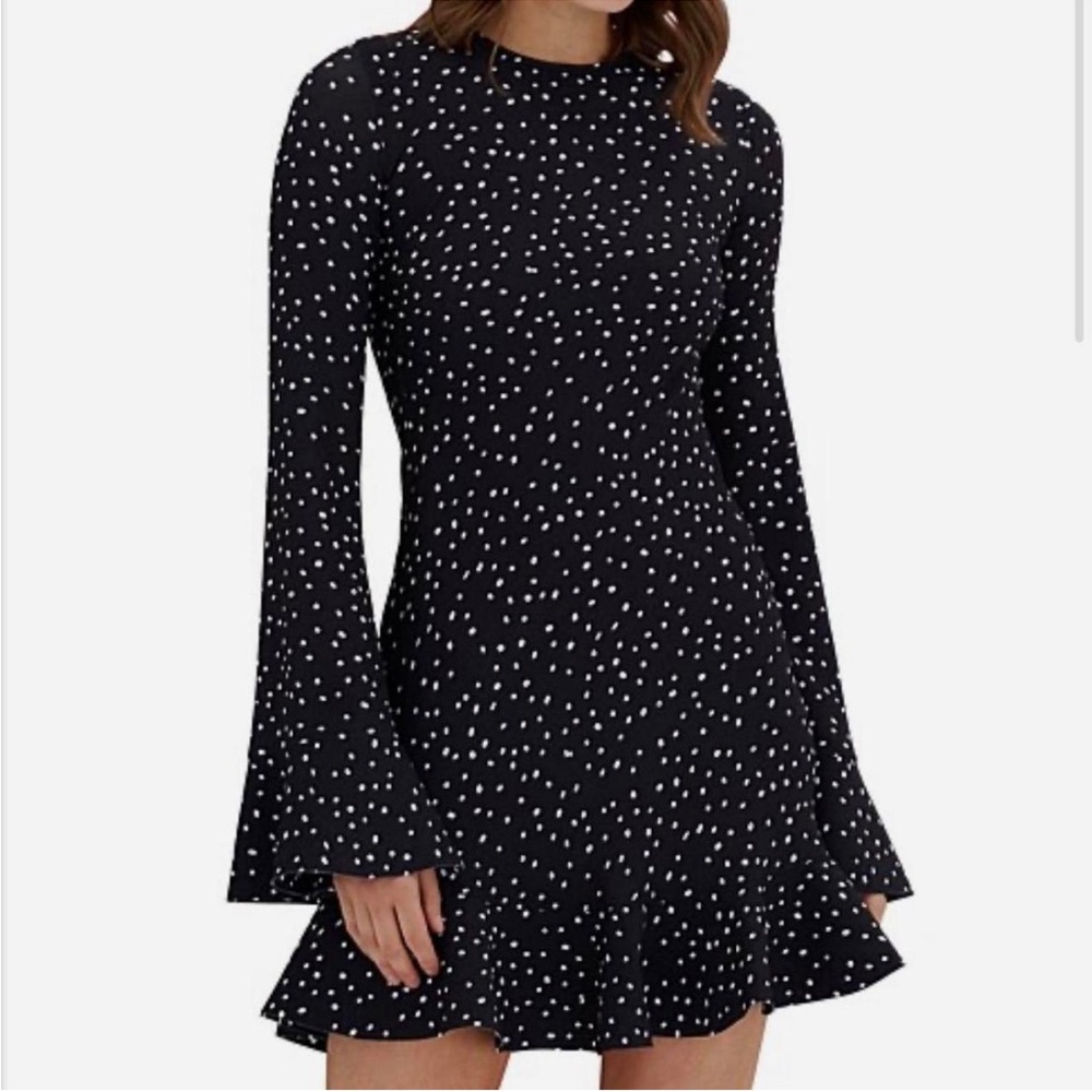 Lucky Brand Black lucky star dress with bell sleeves size Small Cocktail mini